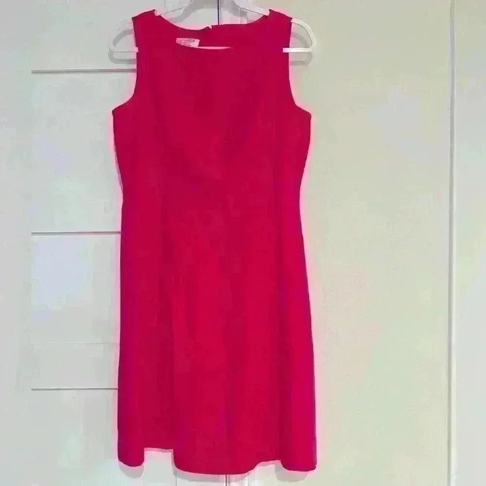 Talbots Dark Pink Sleeveless Linen Dress- Size 10P- Excellent Condition